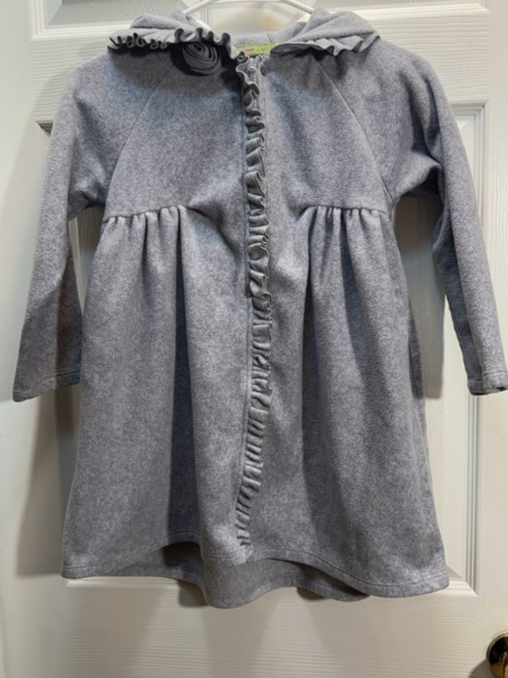 Girls' Gray Hooded Ruffle Coat